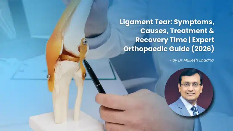 Orthopedic doctor examining a patient's swollen knee to diagnose a ligament tear.