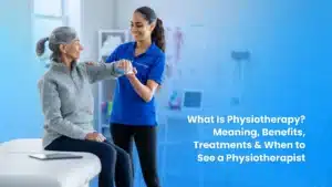 Physiotherapist guiding a patient through therapeutic exercises for improved movement and physical function.